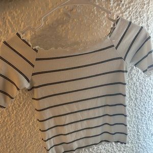 Black and white fringed crop top